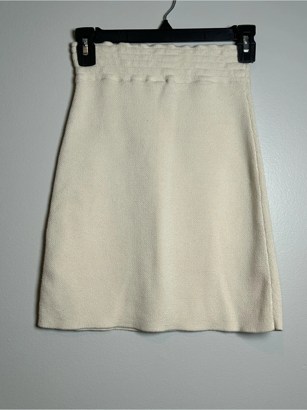 Free people ivory knit Mini Skirt XS pull on cotton blend sweater skirt